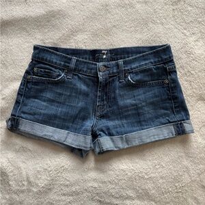 7 For All Mankind Dark Blue Jean Shorts